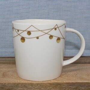 2012 Starbucks 16oz Mug Holiday Gold String Ornaments New Bone China Porcelain